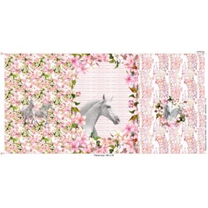 Panel med heste og lyser�de blomster