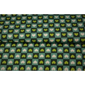 Hjerter i grn, bl og hvid