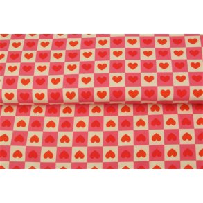 Hjerter i rd, hvid og lyserd