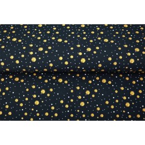 Printede guldpletter p sort bund