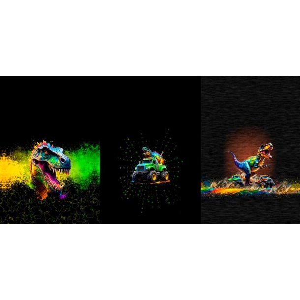 Panel med dino i neon