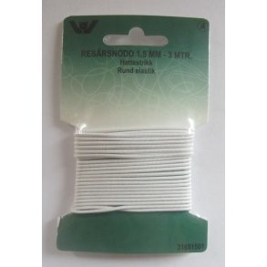Rund elastik hvid 1,5 mm