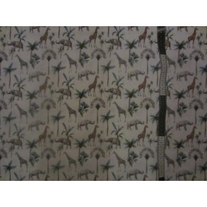 Elefanter og giraffer bomuldspoplin