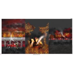 Panel med brandmand og ild